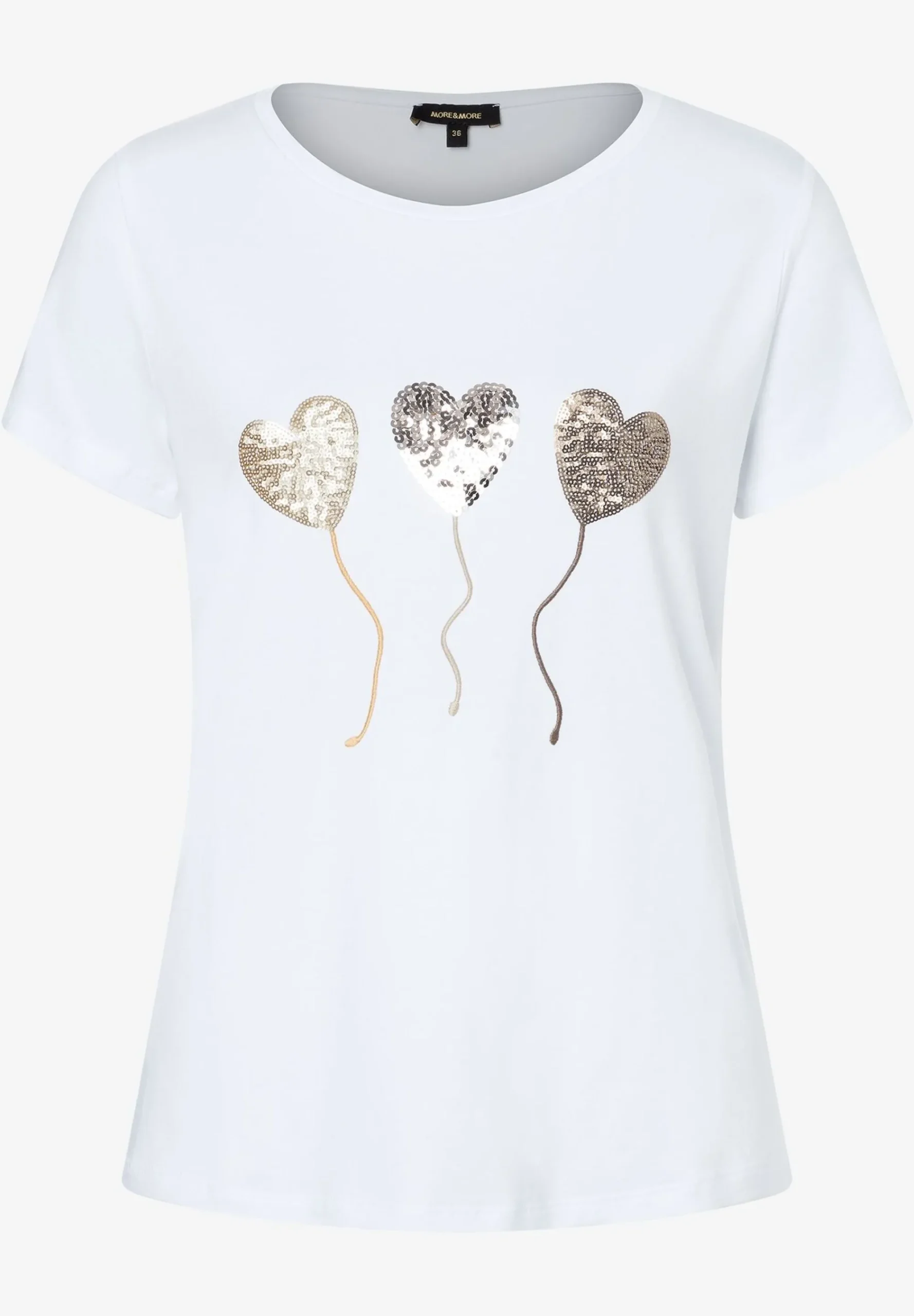 New T-Shirt mit Paillettenherzen, weiß, Frühjahrs-Kollektion T-shirts - Tops