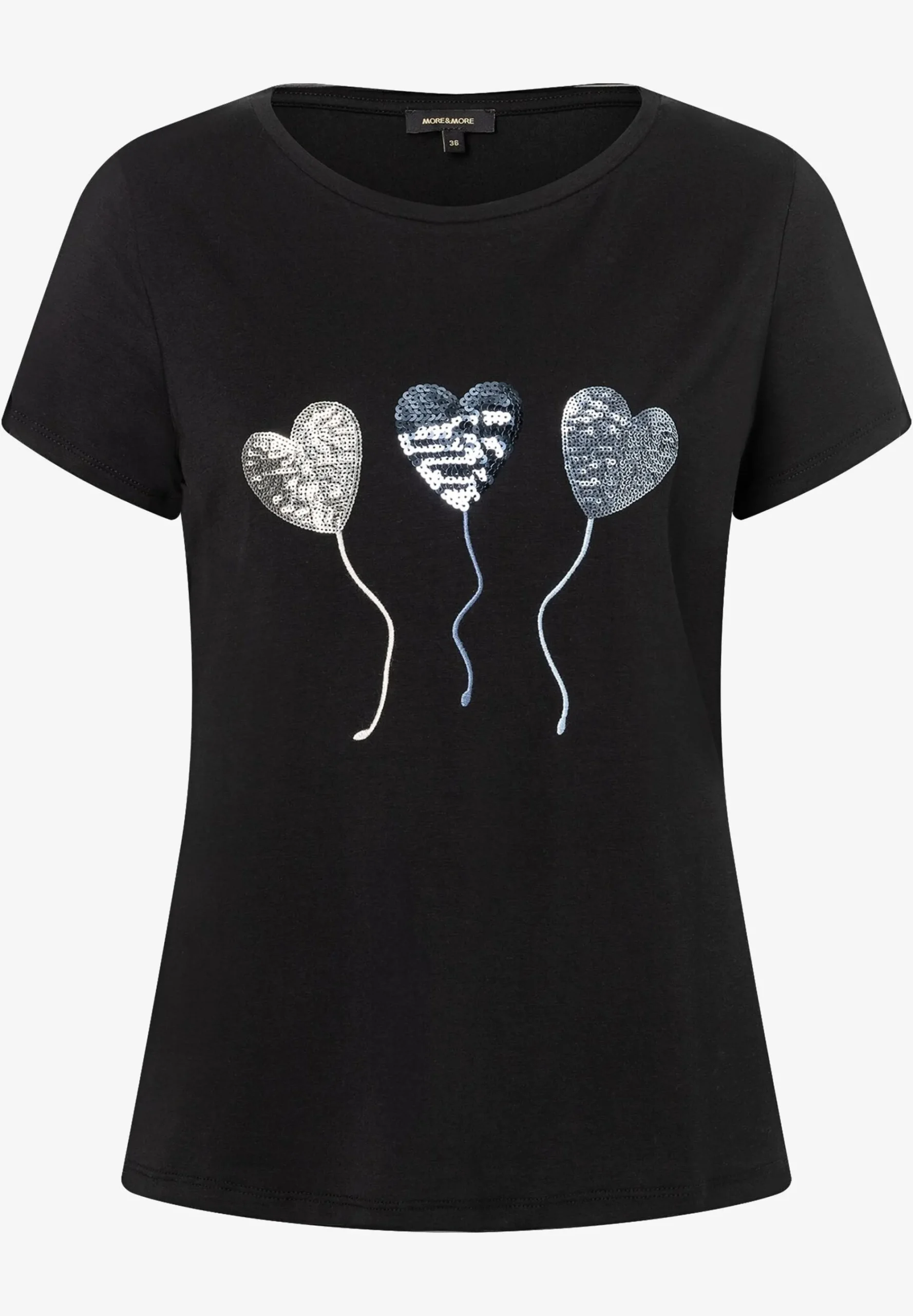 New T-Shirt mit Paillettenherzen, , Frühjahrs-Kollektion T-shirts - Tops