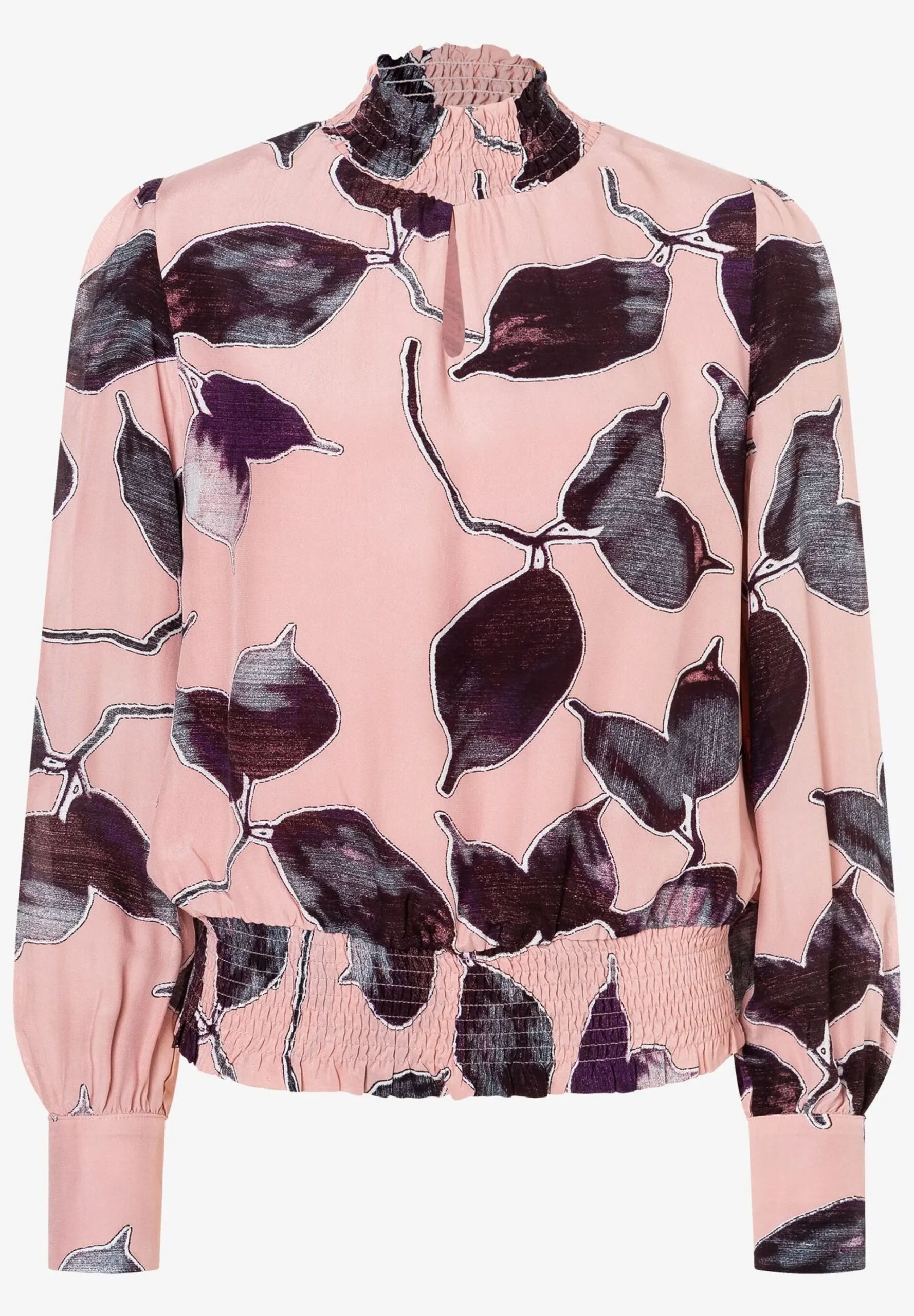 Clearance Viskosebluse, Blätterprint, Herbst-Kollektion Blusen