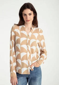 Sale Viskosebluse, offwhite/camel, Frühjahrs-Kollektion Blusen