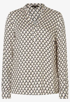 Clearance Viskosebluse, schwarz/beige/ecru, Herbst-Kollektion Blusen