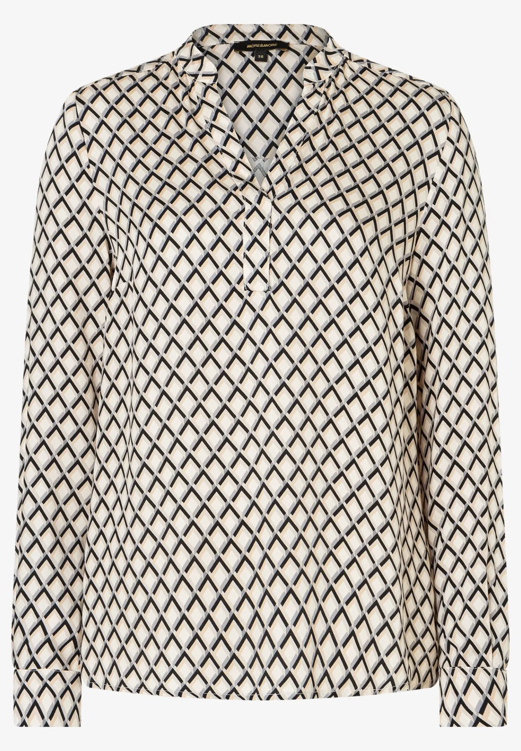 Clearance Viskosebluse, schwarz/beige/ecru, Herbst-Kollektion Blusen