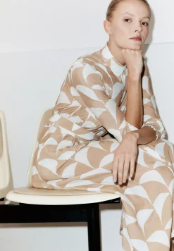 Clearance Viskose-Kleid, offwhite/camel, Frühjahrs-Kollektion Kleider - Jumpsuits