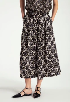 Clearance weiter Baumwollrock, grafischer Print, Frühjahrs-Kollektion Röcke