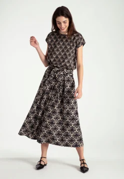 Clearance weiter Baumwollrock, grafischer Print, Frühjahrs-Kollektion Röcke